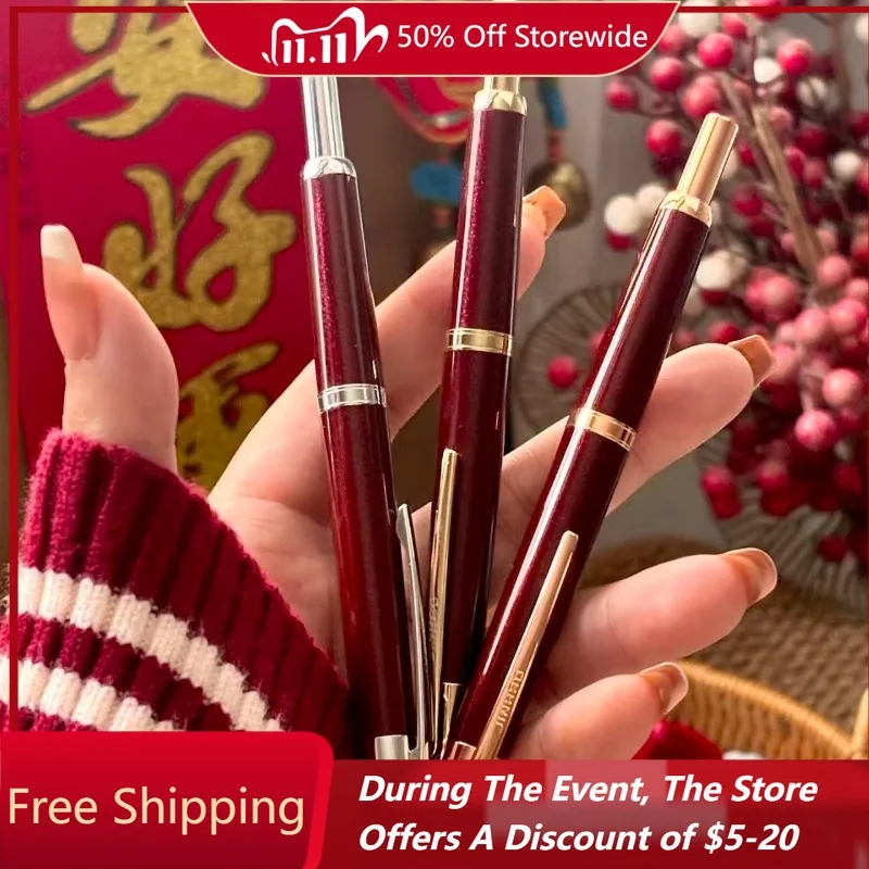 The Latest Jinhao Push-action Fountain Pen New Wine Red Color Featuring Ins-inspired Luxury Design Equipped Silver Ink Pens