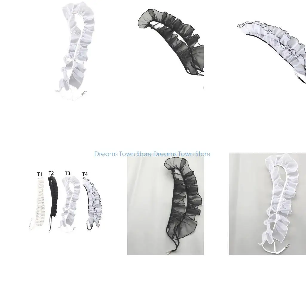 

HX6A Trendy Ruffled Accent Phone Strap Chain Lanyard Delicate Lace Trim Adornment for Mobile Phone Case Decorative Addition