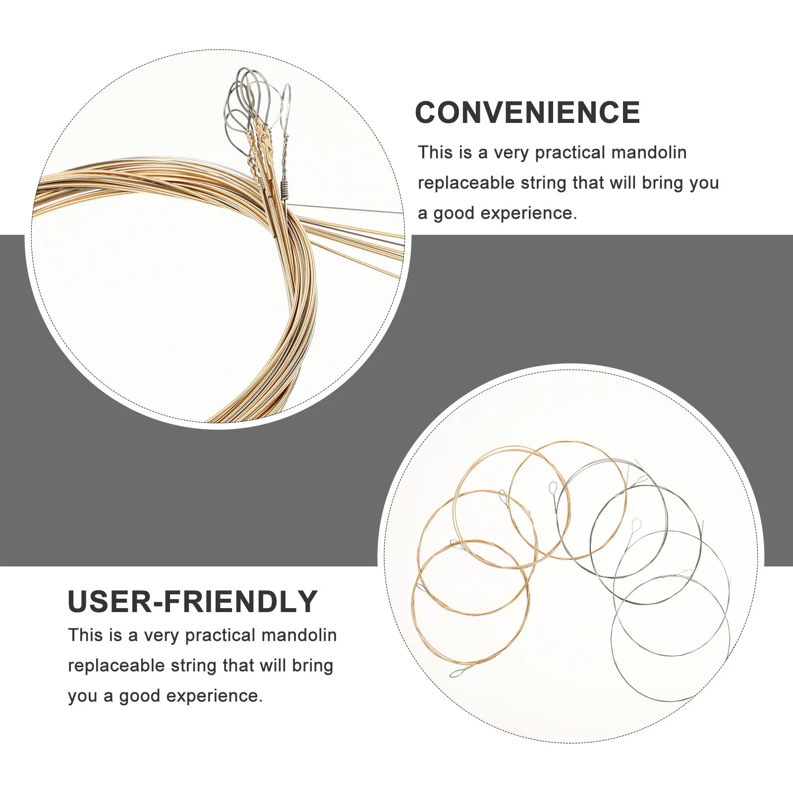 8Pcs Mandolin Strings Kit Easy to Install Strong Not Break Quickly Ideal for Regular Tuning Changes Mandolin Accessories