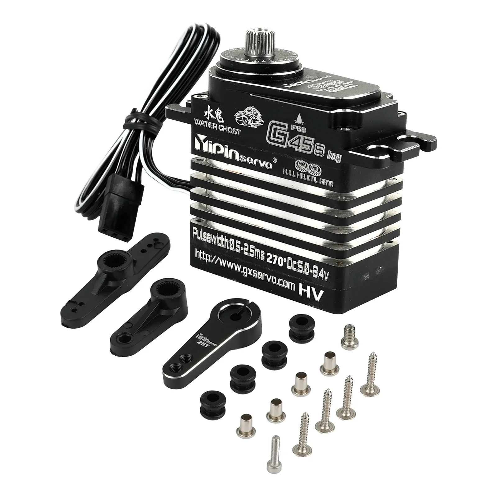 45KG Waterproof IP68 Digital RC Servo Coreless Motor 180/270/360 Degree High Torque RC Model Cars Industrial Grade Robotic Servo
