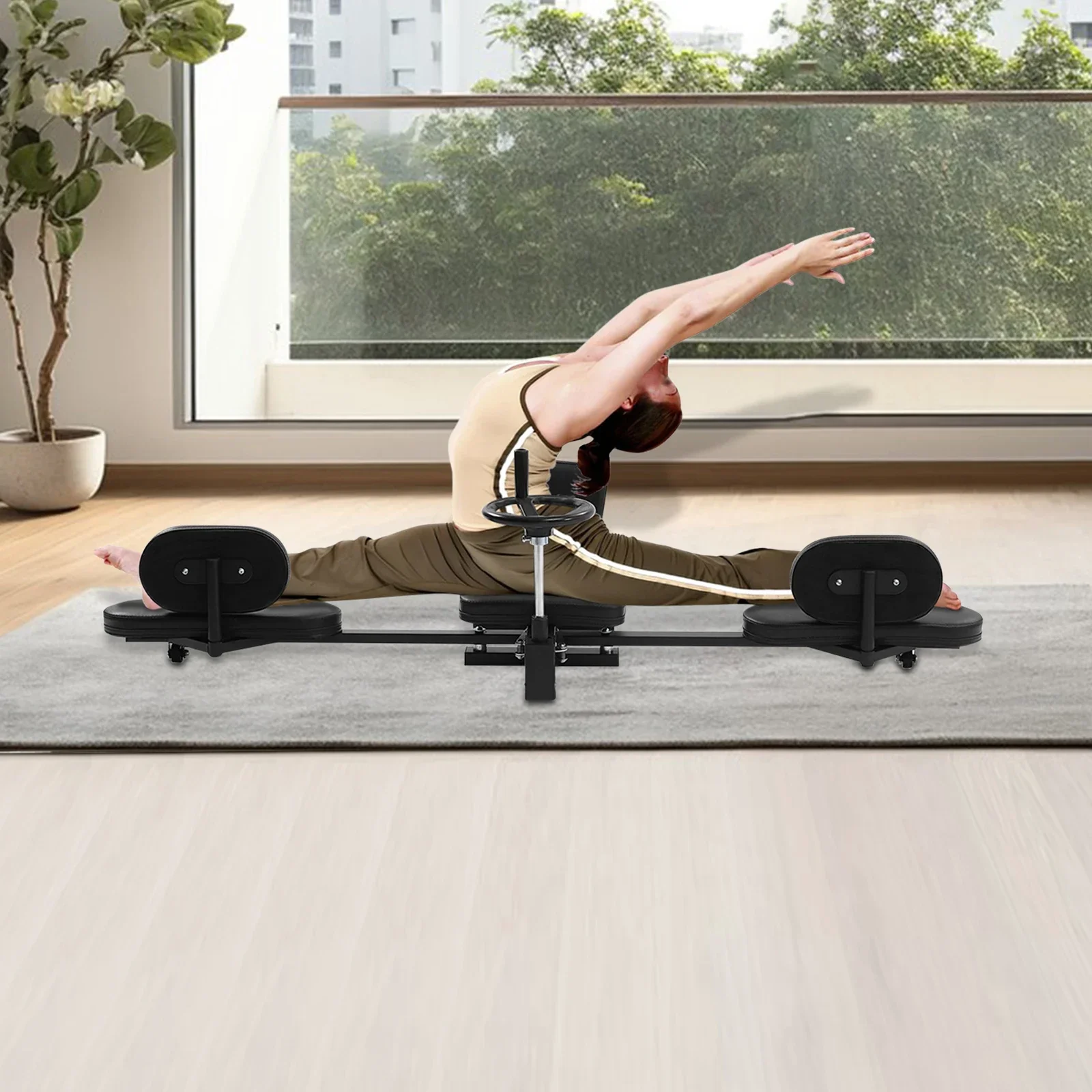 180° Adjustable Leg Stretcher – 220 lbs Steel Frame – Lockable Splits Trainer – for Dance Yoga Gymnastics – Home Gym