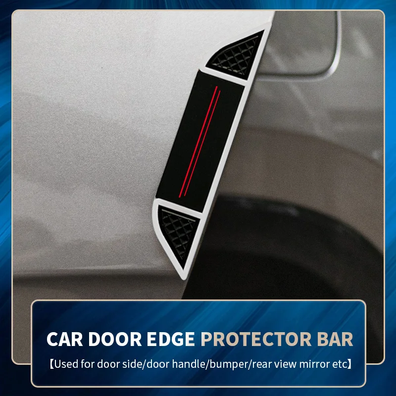 

4-piece set of 2 red line car door crash stickers, car door edge anti-collision scratch protection stickers