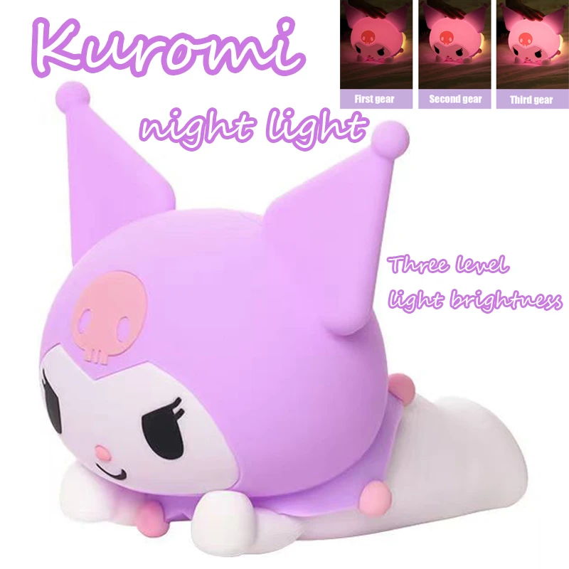 

Sanrio Kuromi Cartoon Cute Night Light Anime Figure Atmosphere Lamp Soft Light Bedroom Bedside LED Light Room Children Toys