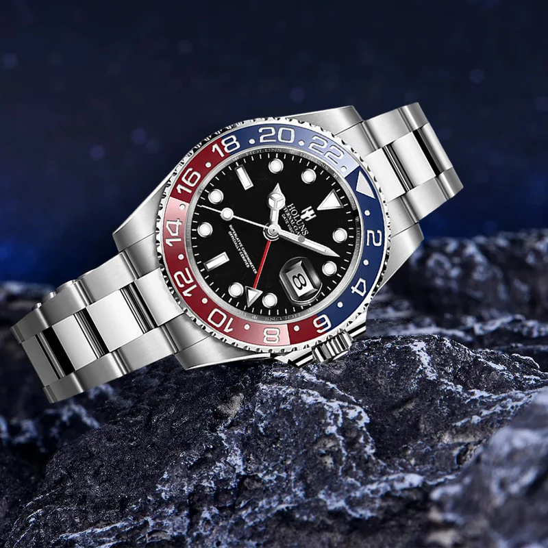 1pcs Men's Silver Black Fashion Style Creative Calendar Scale Coke Fully Automatic Mechanical Watch