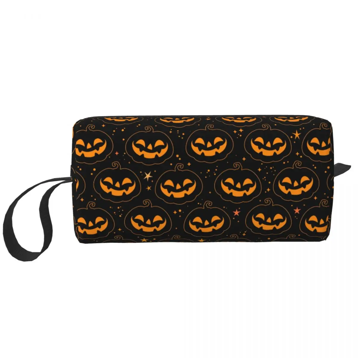 Custom Cartoon Smiling Halloween Pumpkins Makeup Bag for Women Travel Cosmetic Organizer Fashion Storage Toiletry Bags