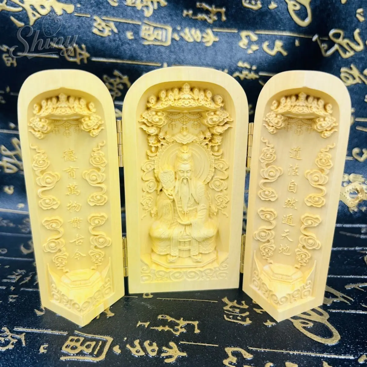 

Exquisite Boxwood Carving Tai Shang Lao Jun Statue Sacred Holy Talisman Home Protection Taoist Priest Sculpture Home Decoration