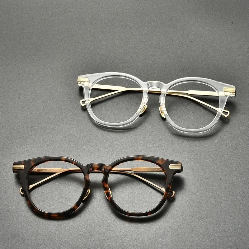 Tortoiseshell Acetate Handmade Glasses Frames for Man Women Myopia Reading Spectacle Prescription Progressive Round Eyewear