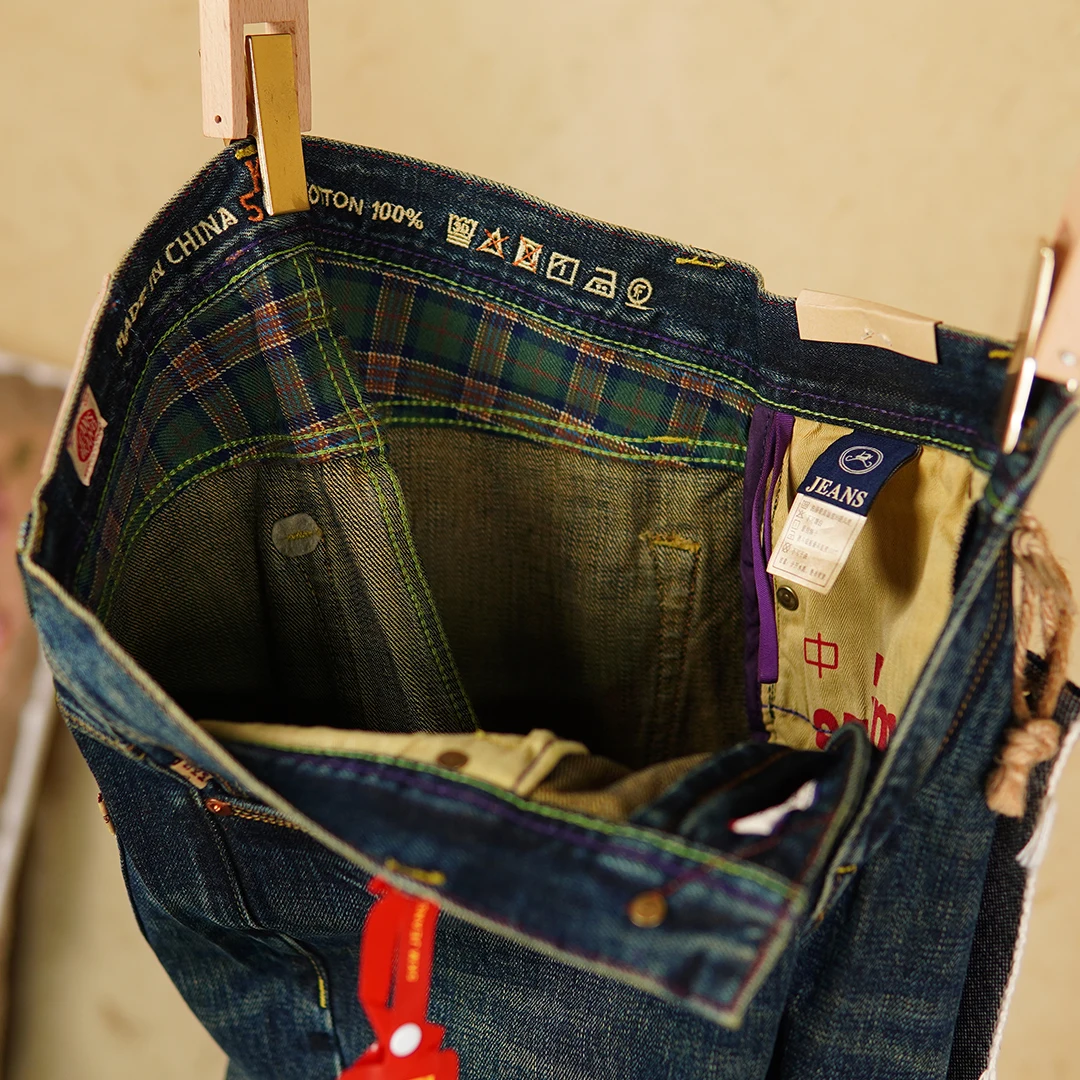 Heavyweight Red Selvedge 16oz 100% Cotton Non-Stretch Mid-High Waist Straight Men's Denim Jeans American Vintage Wash Pants 5KM