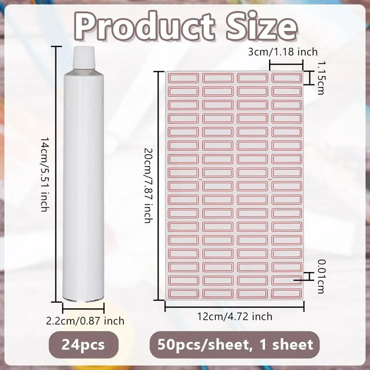 2026 New 24Pc White Empty Oil Paint Tubes 60ml Empty Aluminum Paint Tubes Blank Toothpaste Paints Tube with 1 Sheet Self Adhesiv