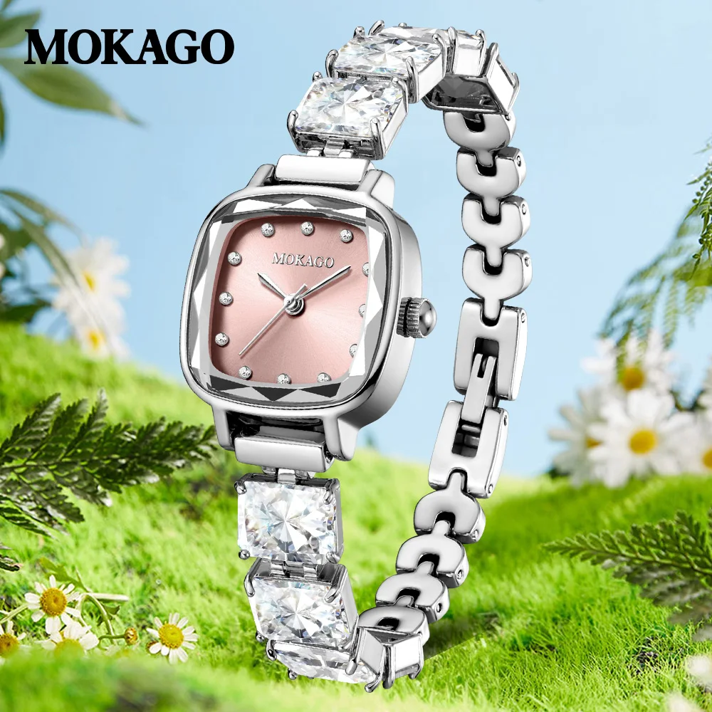 

MOKAGO новые модные часы женские с медной цепочкой роскошные женские часы с солнечным узором циферблат инкрустированные бриллиантами нишевые кварцевые часы Dameur
