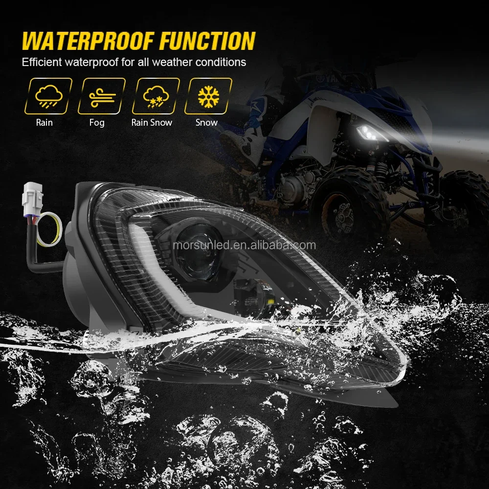 

Factory Hot Selling E-mark ATV Headlight for Raptor 350 450 2006-2013 Hi/Lo Beam LED Headlight for Raptor 700 2006-2022 Accesso