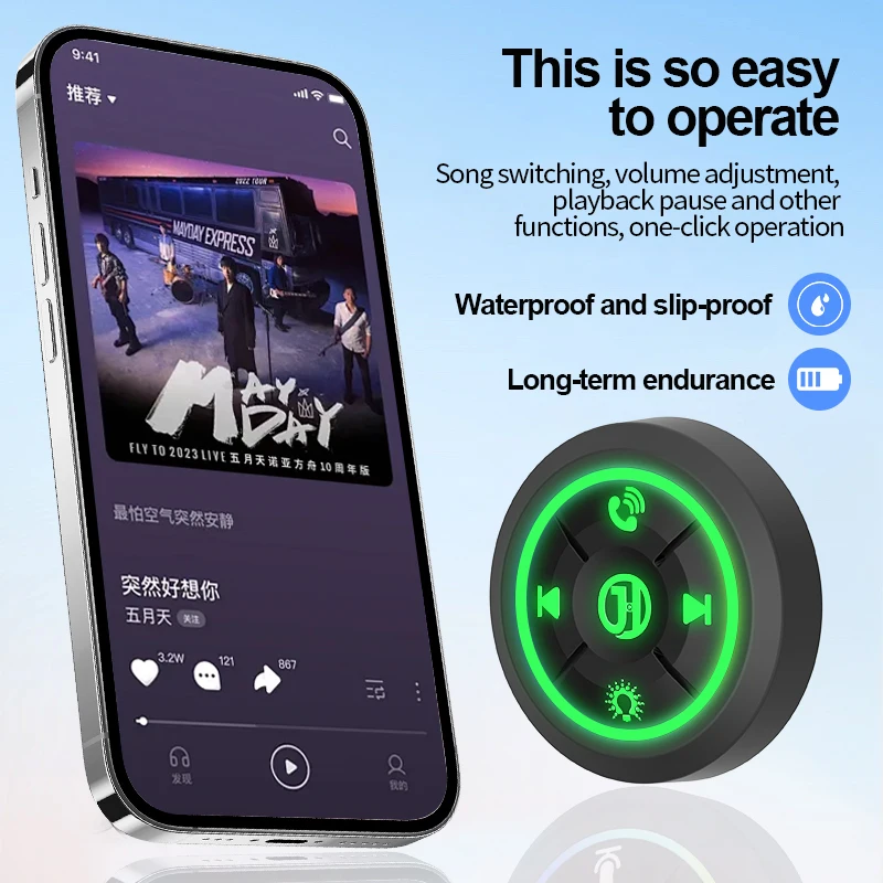 Newest Car Wireless Remote Control Helmet Earphone Motorcycle Bike Handlebar Car Steering Wheel Media Controller