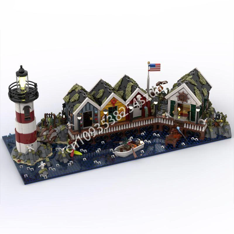 

4955 шт. MOC Coast Town диорама строительные блоки кирпич Рождественская игрушка подарок детские творческие конструкции пластик
