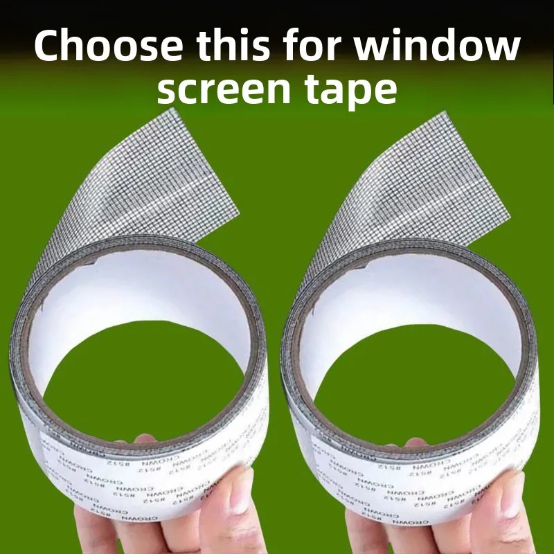 Self-adhesive repair tape for window screens, to patch holes in mosquito nets and large holes, for home use