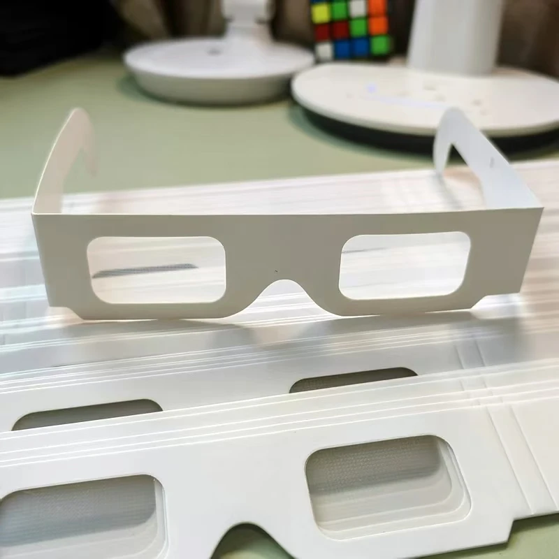 100 шт., бумажные 3D-очки Chromadepth, белые очки в простой оправе, глибина хромы