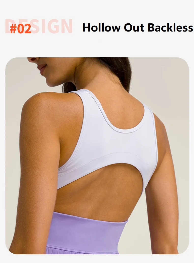 Kontrastfarbenes Damen-Tenniskleid mit U-Ausschnitt, schmal geschnittenes Golf-Sportkleid mit integrierter Shorts, rückenfreier Fitness-Workout-Rock für Damen – Detail 4