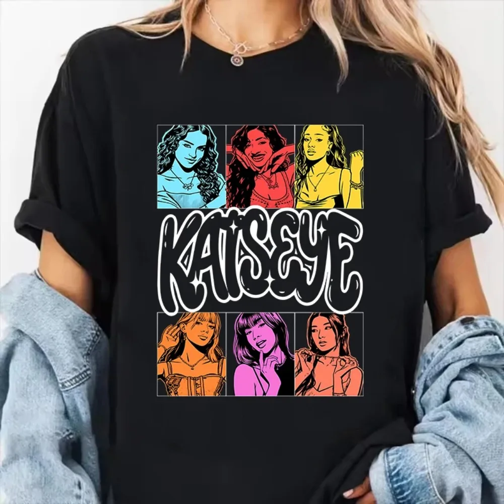 Damen Katseye Print Casual T-Shirt Gothic Y2k T-Shirt Damen Koreanischer Stil Mode Harajuku Kawaii T-Shirt Damen Y2K Kleidung – Detail 4