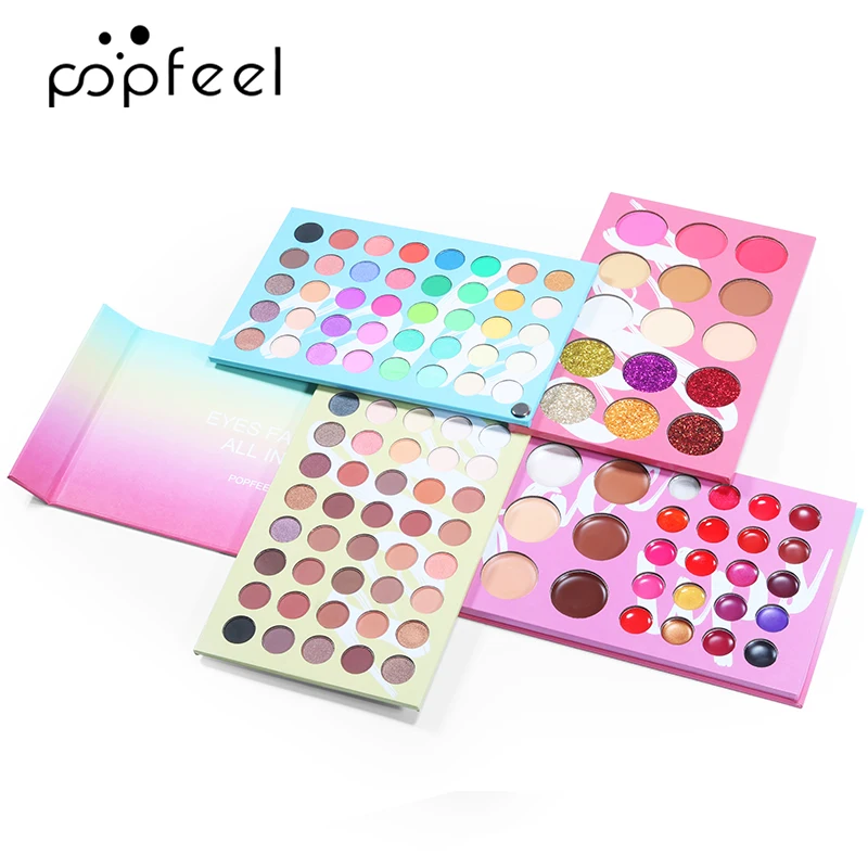 POPFEEL 121 Color Face Comprehensive Eyeshadow Palette - 4-in-1 Makeup Kit with 80 Eyeshadows, 20 Lip Colors, Concealer, Glitter