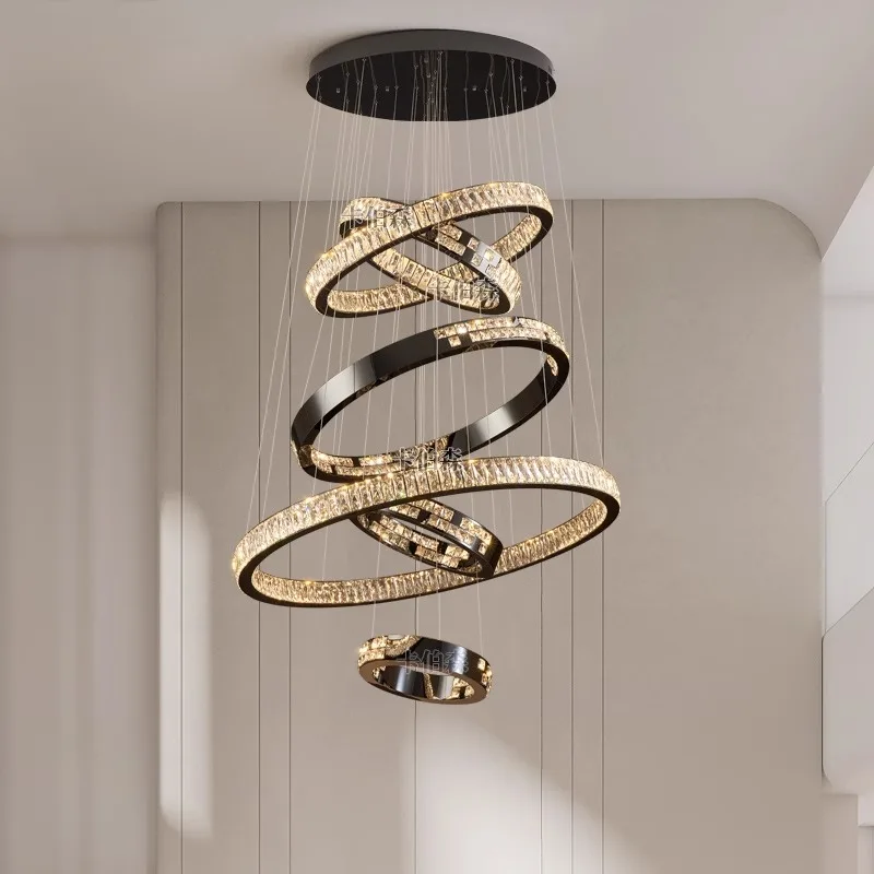 Modern home decoration crystal chandelier, stair Pendant lamp, living room Pendant lights, interior lighting