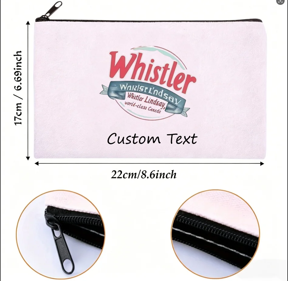 1PC Custom Text Retro Graphic Makeup Bag Personalized Canvas Zipper Cosmetic Pouch Travel Toiletry Stationery Pen Case Gift