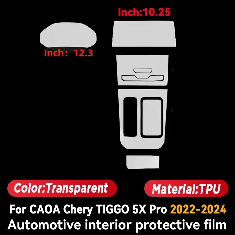 Car Door Center Console Media Dashboard Navigation TPU Anti-scratch Protector Film For CHERY TIGGO 5X Pro 2022-2024 Car Interior