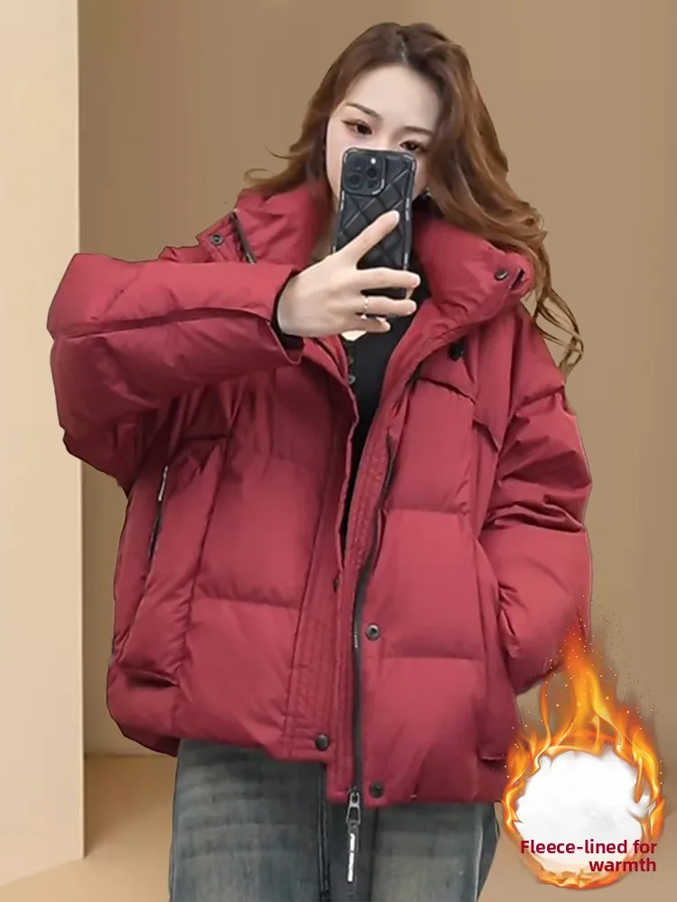 Winter New Faion down Cotton Jaet ort Loose Thiened Women's Outerwear Warm Sli Anti-Aging Coat Korean Sle