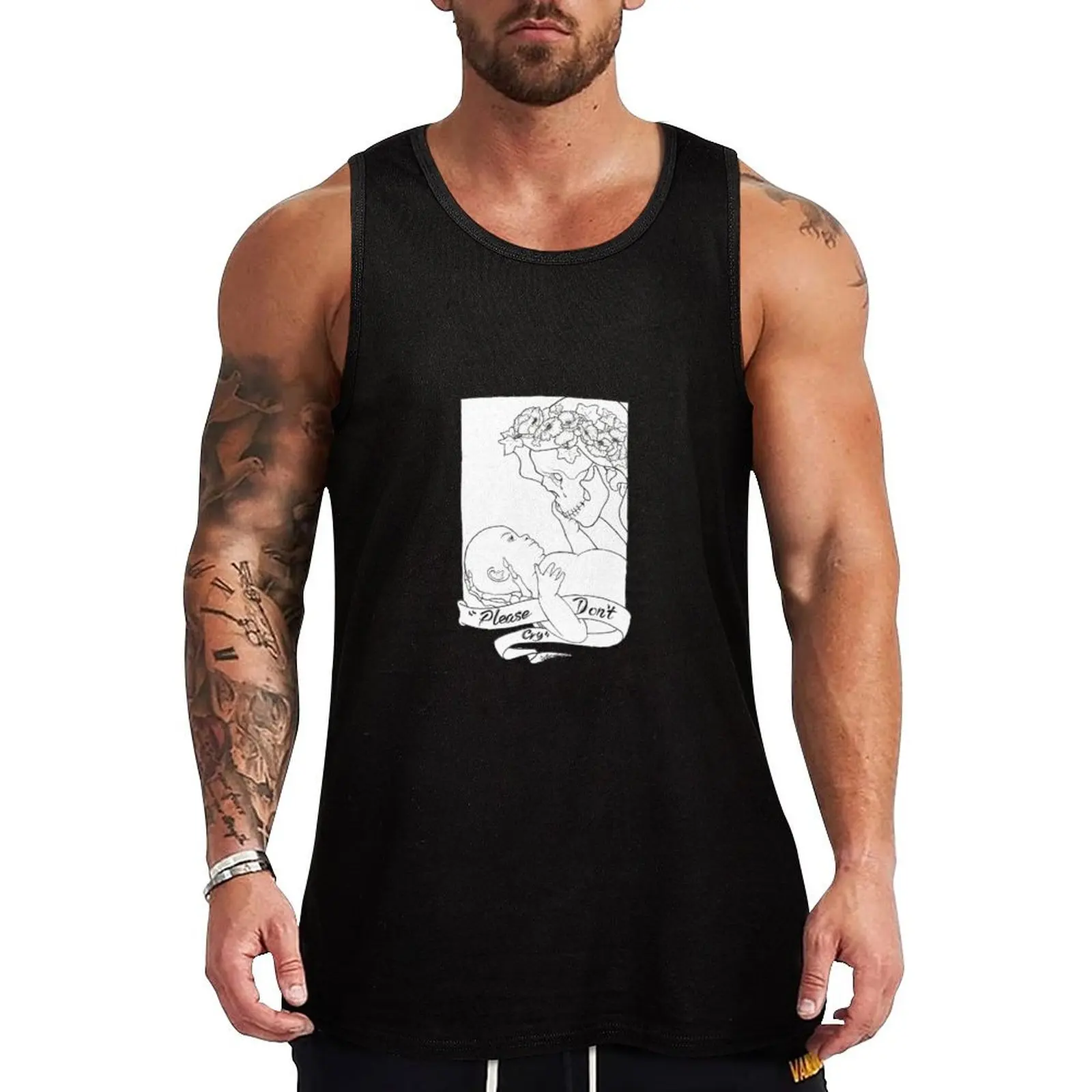 

Please Don't Cry Tank Top t shirts muscular man Gym t-shirt man