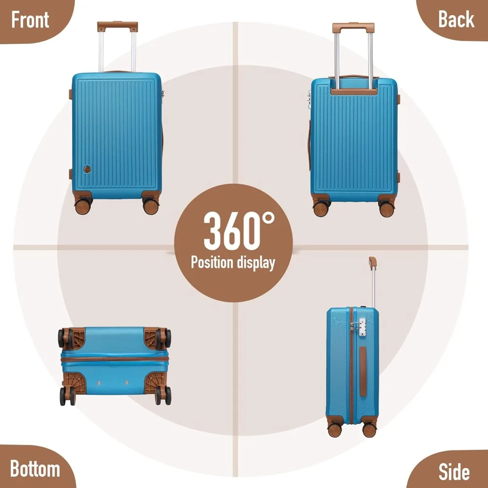 Spinner Wheels Carry-On Luggage, 22x14x9 Inch Airline Approved, Compact Hardside Suitcase with TSA Lock, Hard Shell Design, Trav