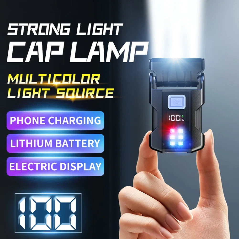 Mini LED Outdoor Torch Portable Keychain Light Magnetic Camping Warning Lamp Multifunctional Usb Charging Flashlight Ajustable