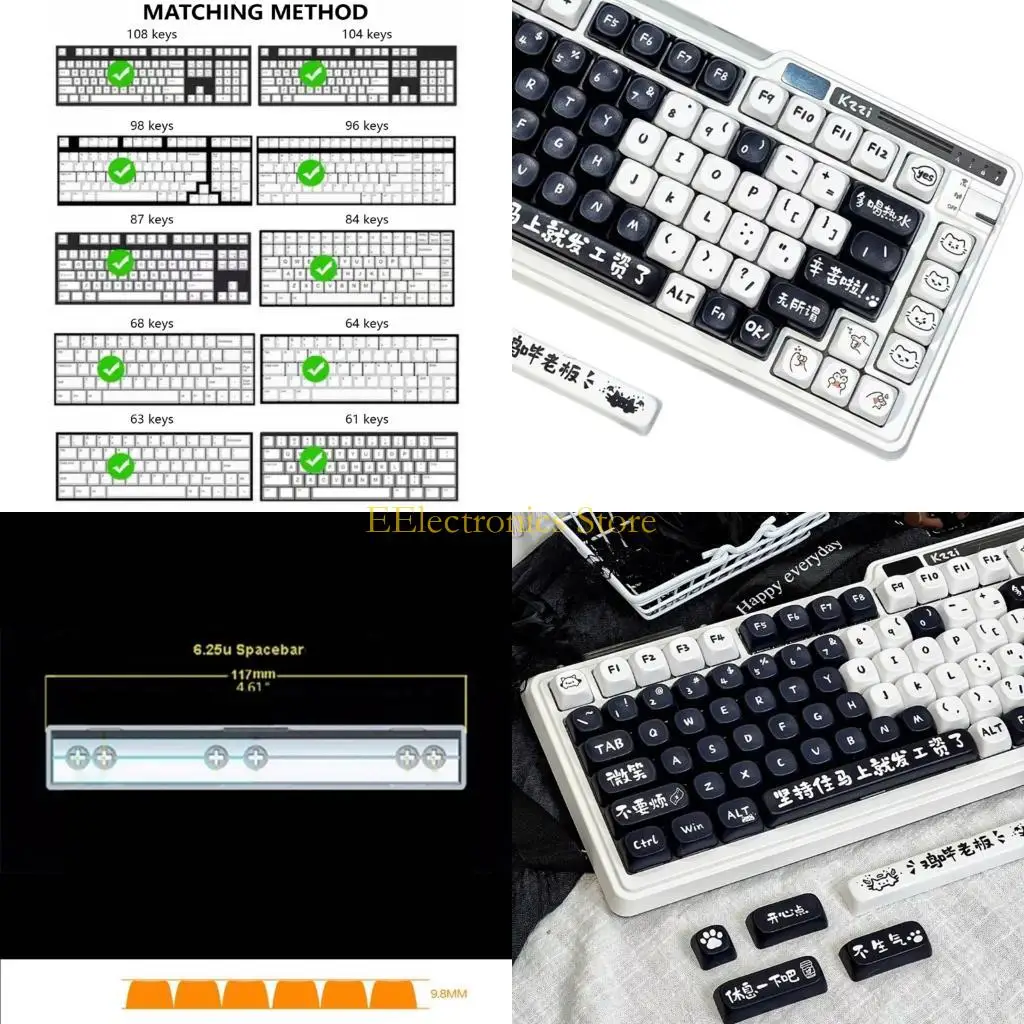 

B03C 135keys MOA Keycap Lovely Off Work Cats Theme for Mechanical Keyboards Keycaps