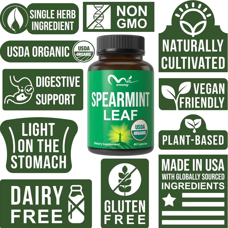 Organic spearmint capsules are suitable for acne, digestive support, intake, PCOS, and more. Men\'s and women\'s supplements