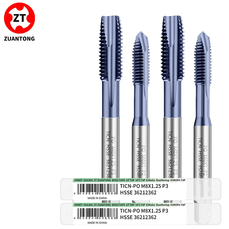 ZUANTONG HSSE-M35 JIS Standard Metric Without/TIN/TC50/TICN Coating Spiral Pointed Tap M10M11M12M14-M30 Machine Screw Thread Tap