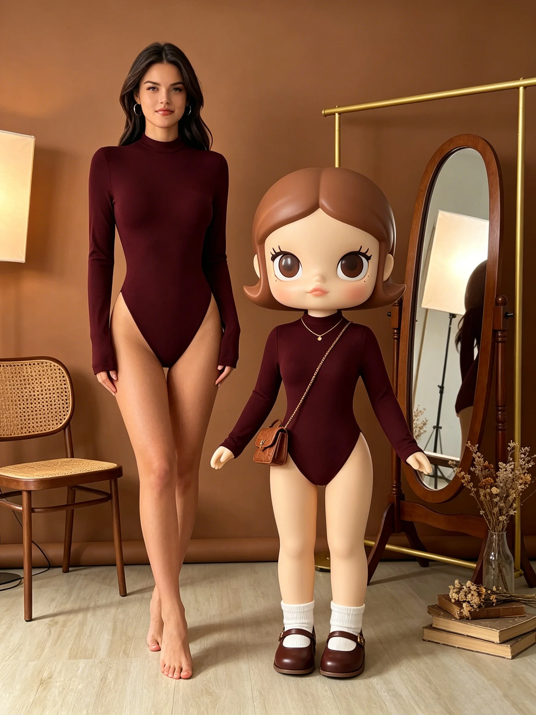 Women's round Neck Long Sleeve Jumpsuit Solid Color Casual Sexy Comfortable Waist Cinching Elegant Fashionable
