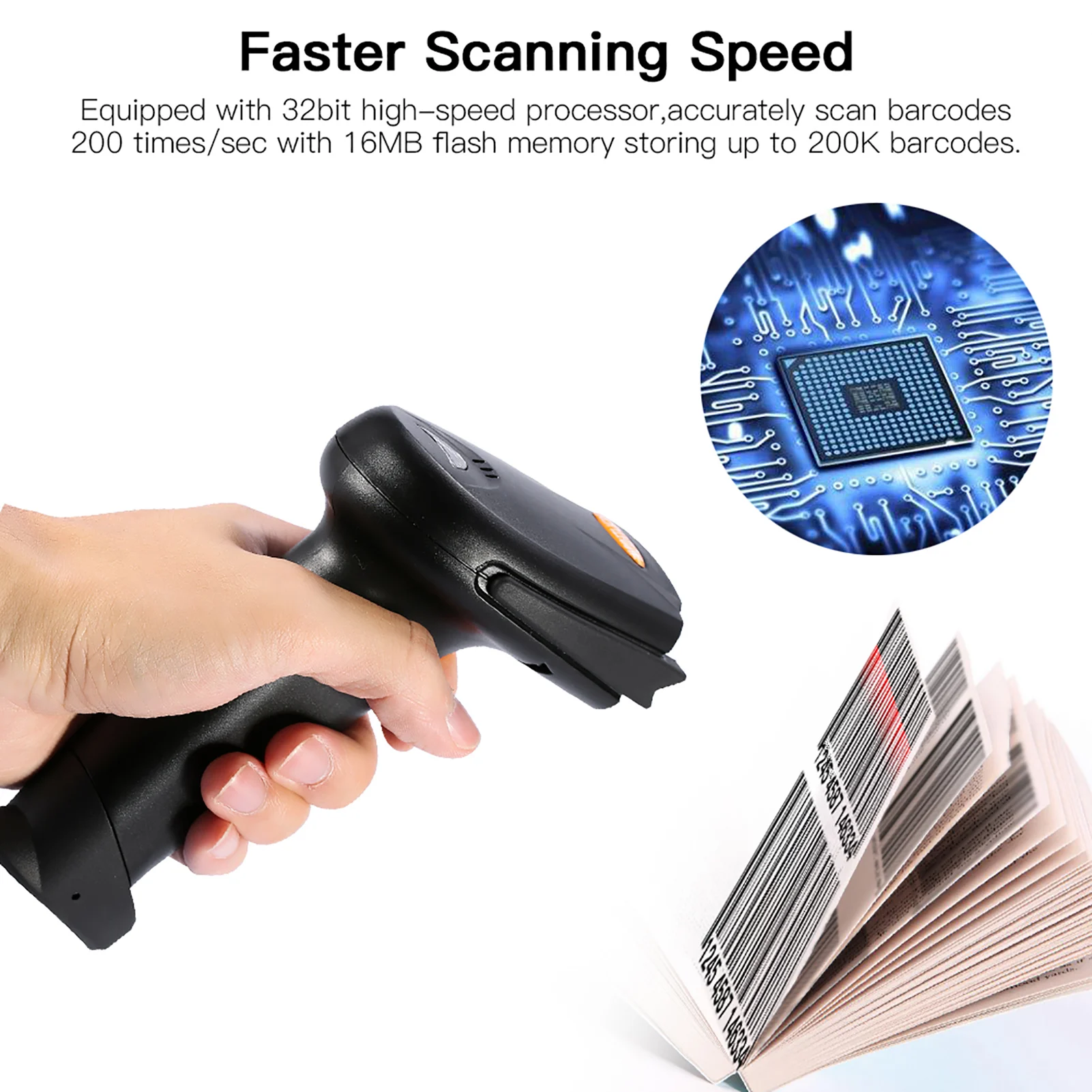 Беспроводной сканер штрих-кода Беспроводной Bluetooth 4.0 и усилитель USB 3.0 Проводной сканер штрих-кода 1D Ручной инвентарь Лазерная планка Re