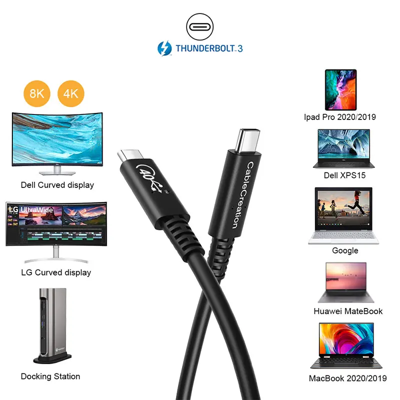 CableCreation USB4 8K 30Hz USB Type C Cable for Thunderbolt 4 40Gbps PD 100W 5A Fast Charging USB IF Data Cable for Macbook Pro