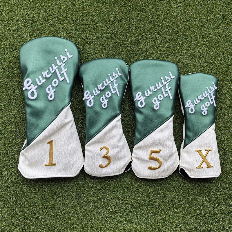 High end matte finish Golf Woods Headcovers 135X Covers For Driver Fairway Putter Clubs Set Heads 3D embroideryPU Leather Unisex