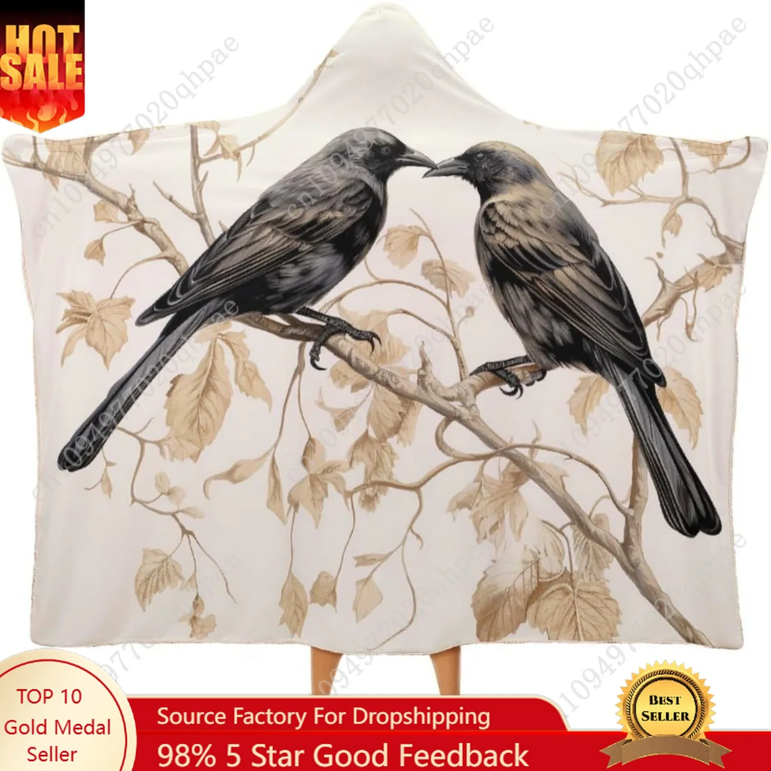 بطانية هوديي مريحة رمي البطانيات مزرعة الديك خمر نمط دافئ محبوب شتاء دافئ الصوف هود المعطف عباءة الرأس #1