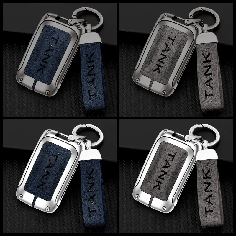 Zinc Alloy Car Remote Control Key Case Cover Shell for Tank 300 500 Protective Keychain Buckle Bag Set Interior Accessories