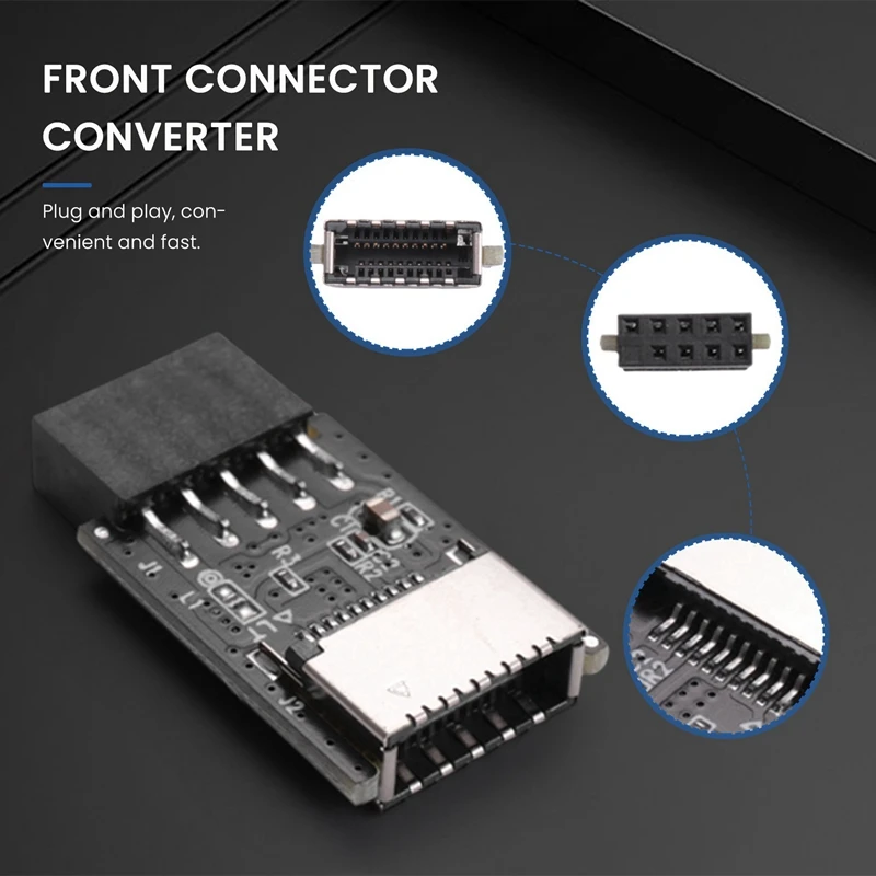 Motherboard USB2.0 9Pin To TYPE-C A-KEY Front Connector Converter USB3.2 TYPE-E Interface Header Adapter Extender Card