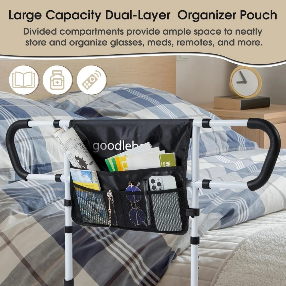 高齢者向け調節可能な両側ベッド安全レール、ツイン/フル/クイーンベッドに適合、工具不要の取り付け