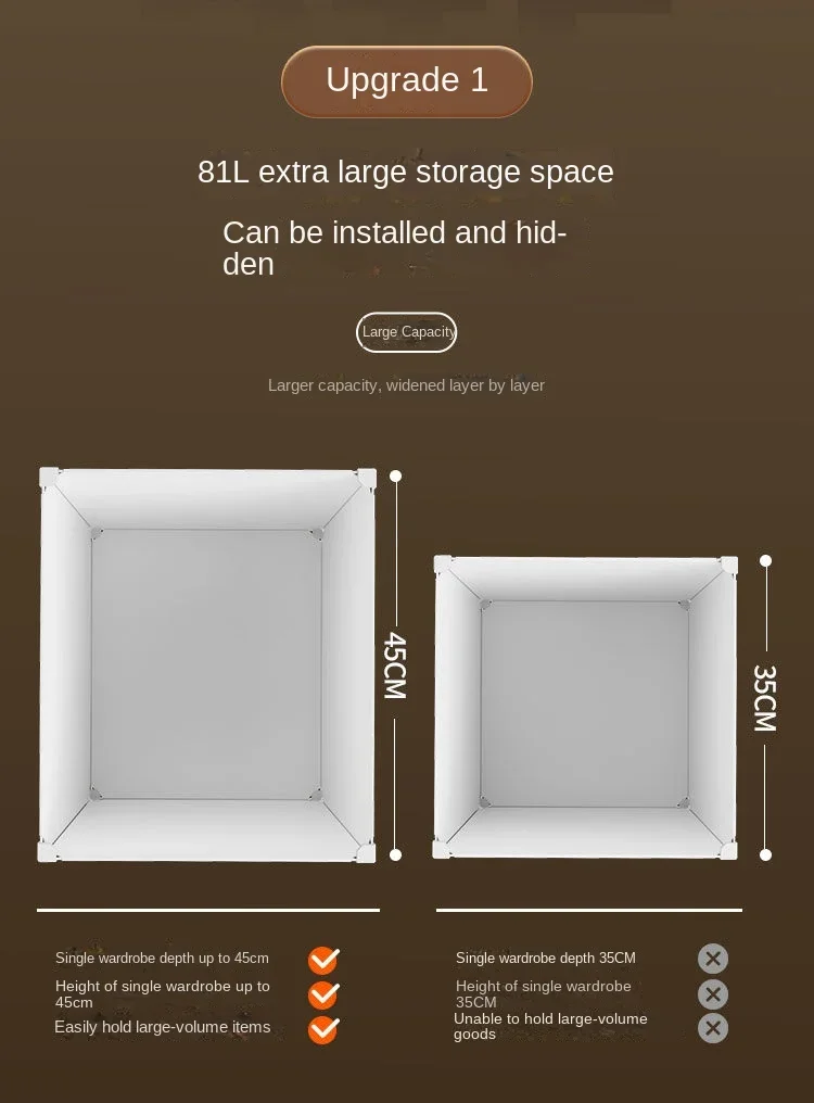 New Style Collapsible Bedroom Furniture Assemble Wardrobe Plastic Durable Clothes Cabinets Simplicity Large Space Storage Locker