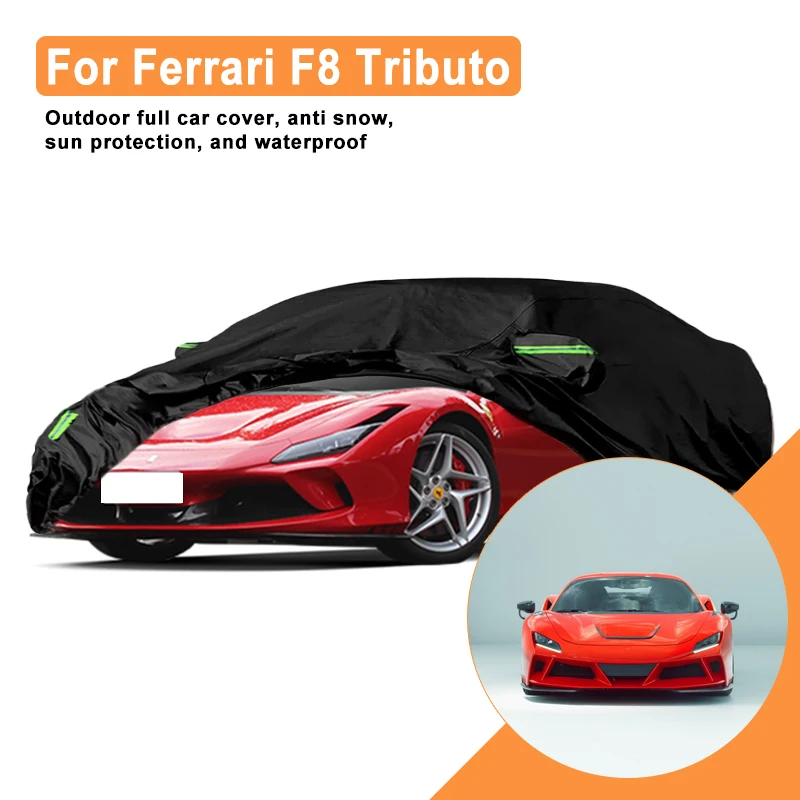 

Full Car Cover for Ferrari F8 Tributo Outdoor Use - Waterproof Snowproof Sunshade, Winter & Summer Auto Protection Accessories