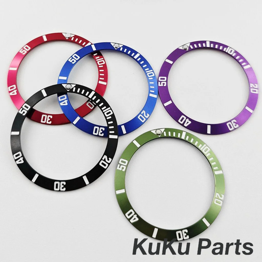 38 مللي متر المنحدر الغوص ساعة ألومنيوم إدراج ساعة استبدال ساعة الحافة إدراج حلقة المنحدر NH35 NH36 NH34 الرجال ساعة جزء الملحقات