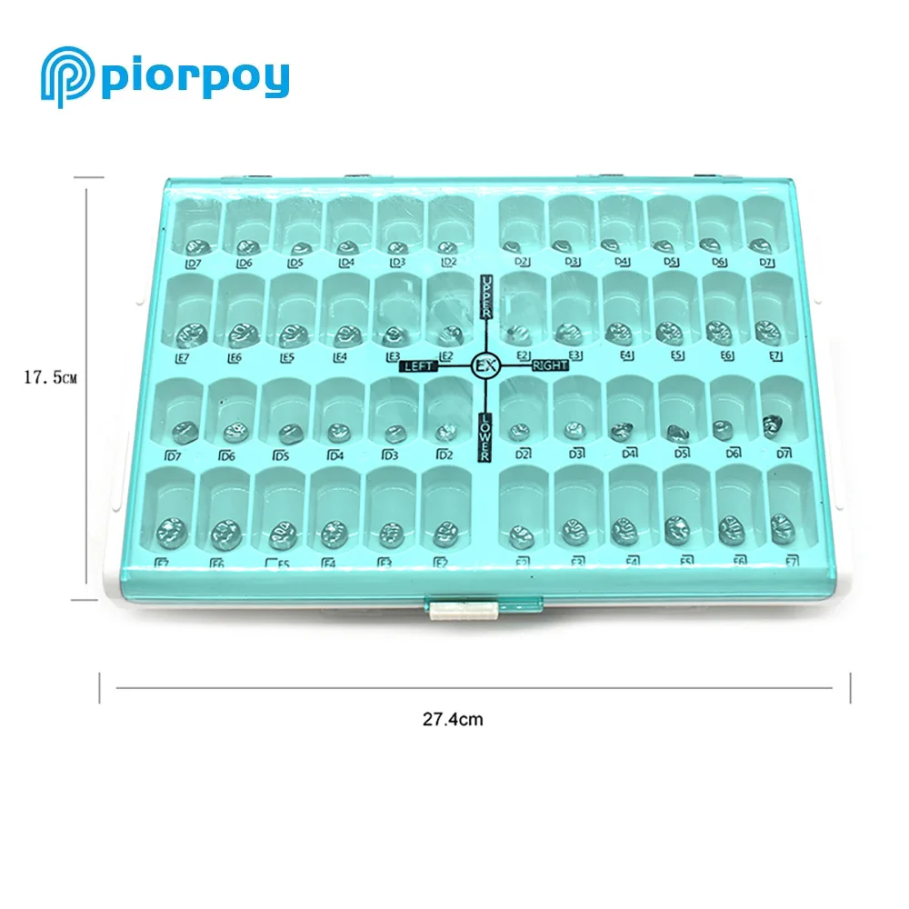PIORPOY 48Pcs/Box Dental Kid Crowns Preformed Metal Crown Stainless Steel Dentistry Material Tools Orthodontic Temporary Crown
