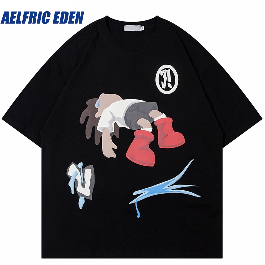 Aelfric Eden Funny Cartoon Graphic T Shirt 2023 Men Streetwear Hip Hop Oversized T-Shirt Harajuku Loose Tshirt Cotton Tops Tees