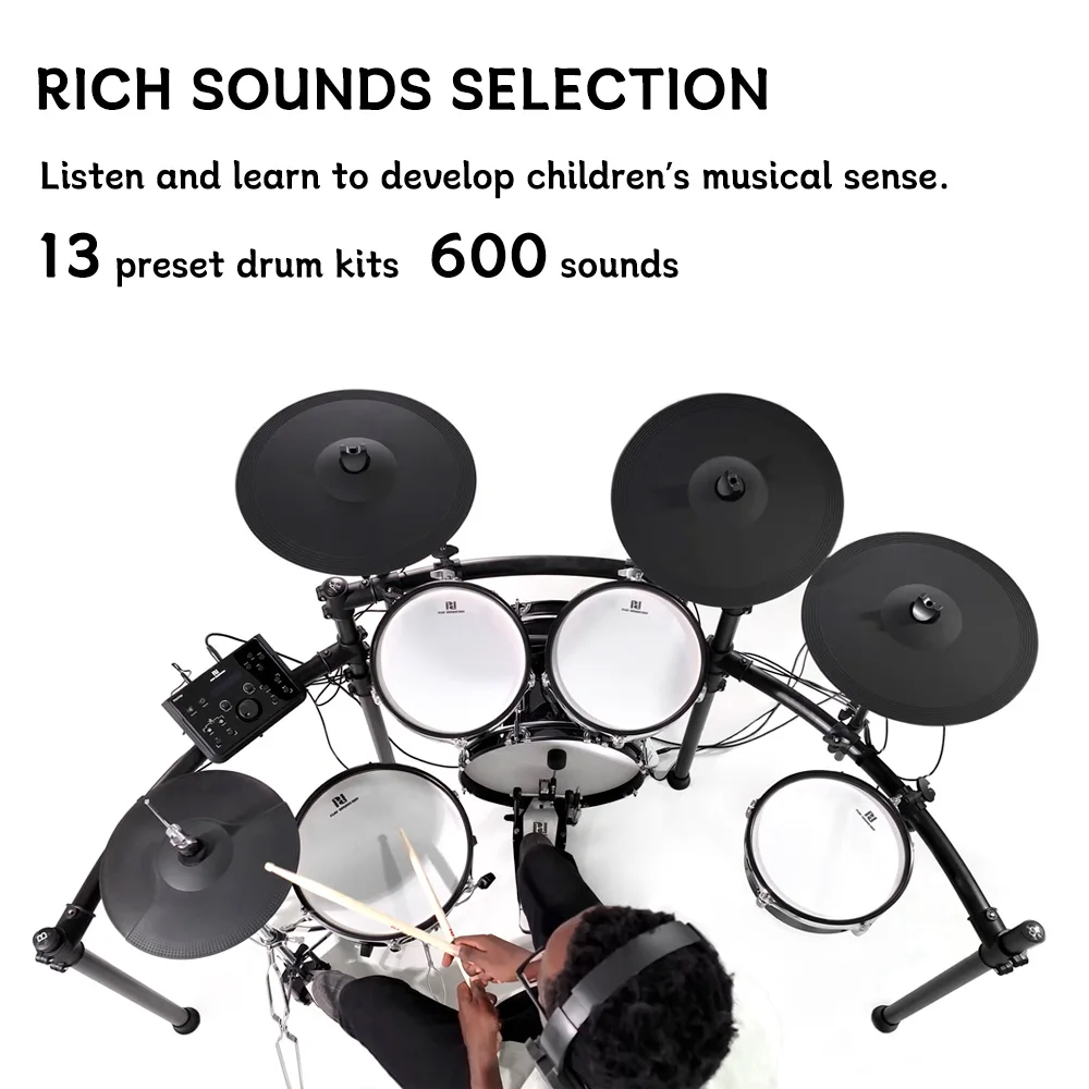 Advanced Electronic Drum Set - Factory Direct Alloy Rack & Mesh Pads with Trigger Sounds | 2024 Global Hot Selling