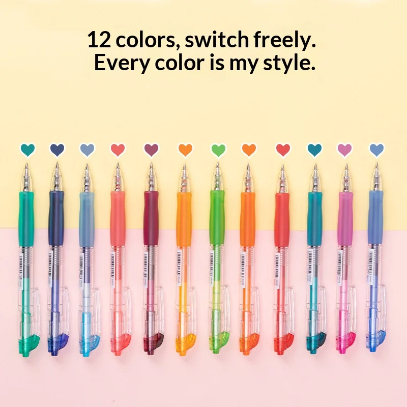 Deli Colored Retractable Gel Pen Set,6/12/24pcs Multi Colors 0.5mm Fine Tip Perfect for Note-Taking,Journaling&Creative Projects