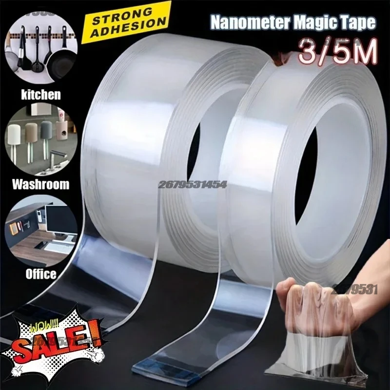 Nano Tape Double-sided Set Versatile Reusable Double-Sided Waterproof Adhesive Perfect for Kitchen and Bathroom Supplies