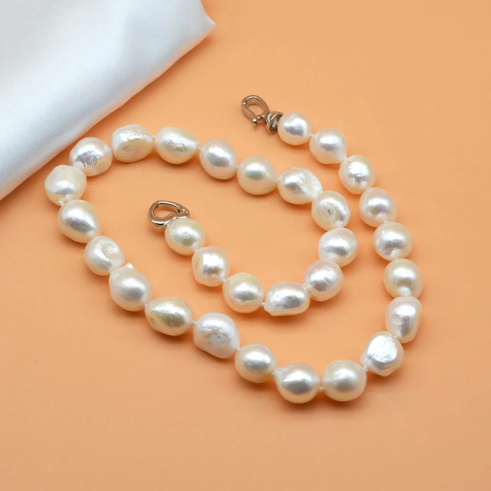 Large Baroque Pearl Necklace White Natural Pearl Irregular Shape Diameter 12-13mm Short Necklace Heart Love Ladies Necklace