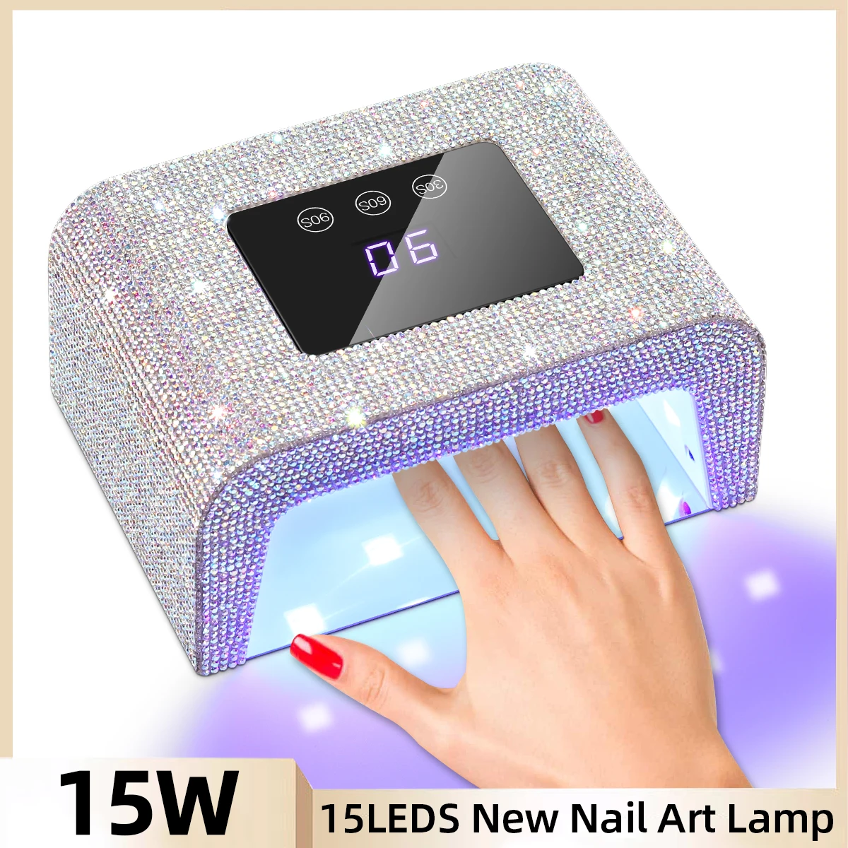 Professional 15LEDS Nail Dryer Lamp With 3 Timers Auto Sensor for Drying Manicure All UV Nails Gel Polish Suitable Home Salon